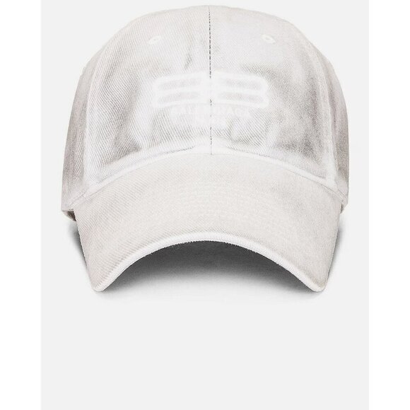 BALENCIAGA BB Paris License Hat in Dirty White Large New Womens Cap Destroyed - Picture 1 of 11